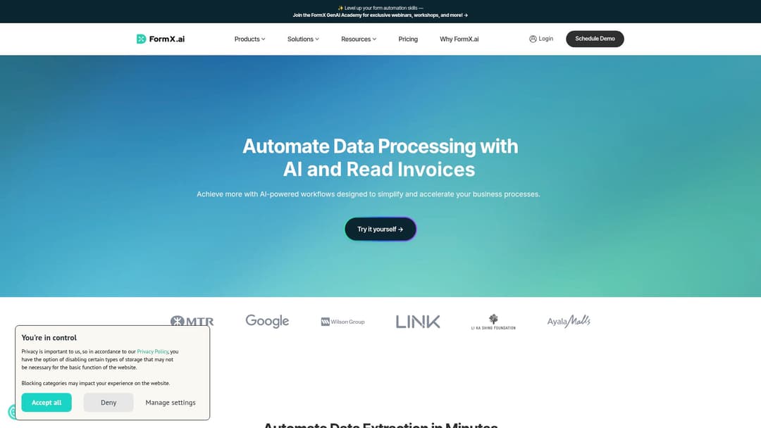 FormX - AI Powered Data Extraction Tool ai tool