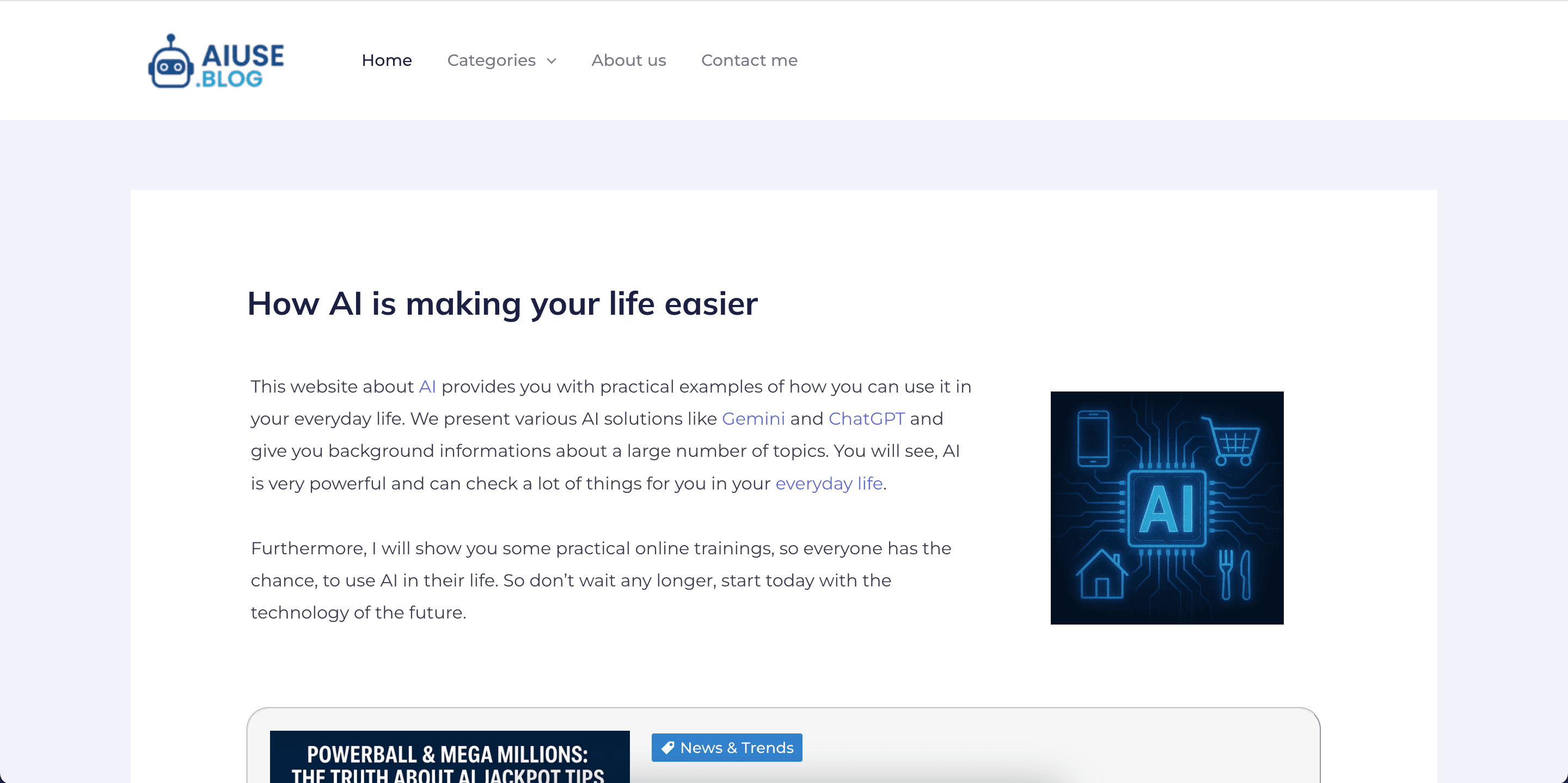 AI for daily life website screenshot