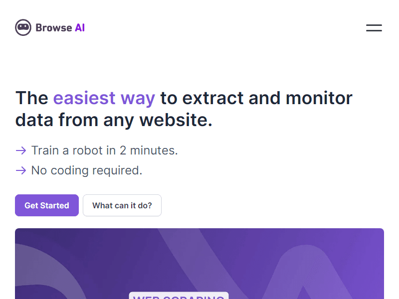 Browse AI website screenshot