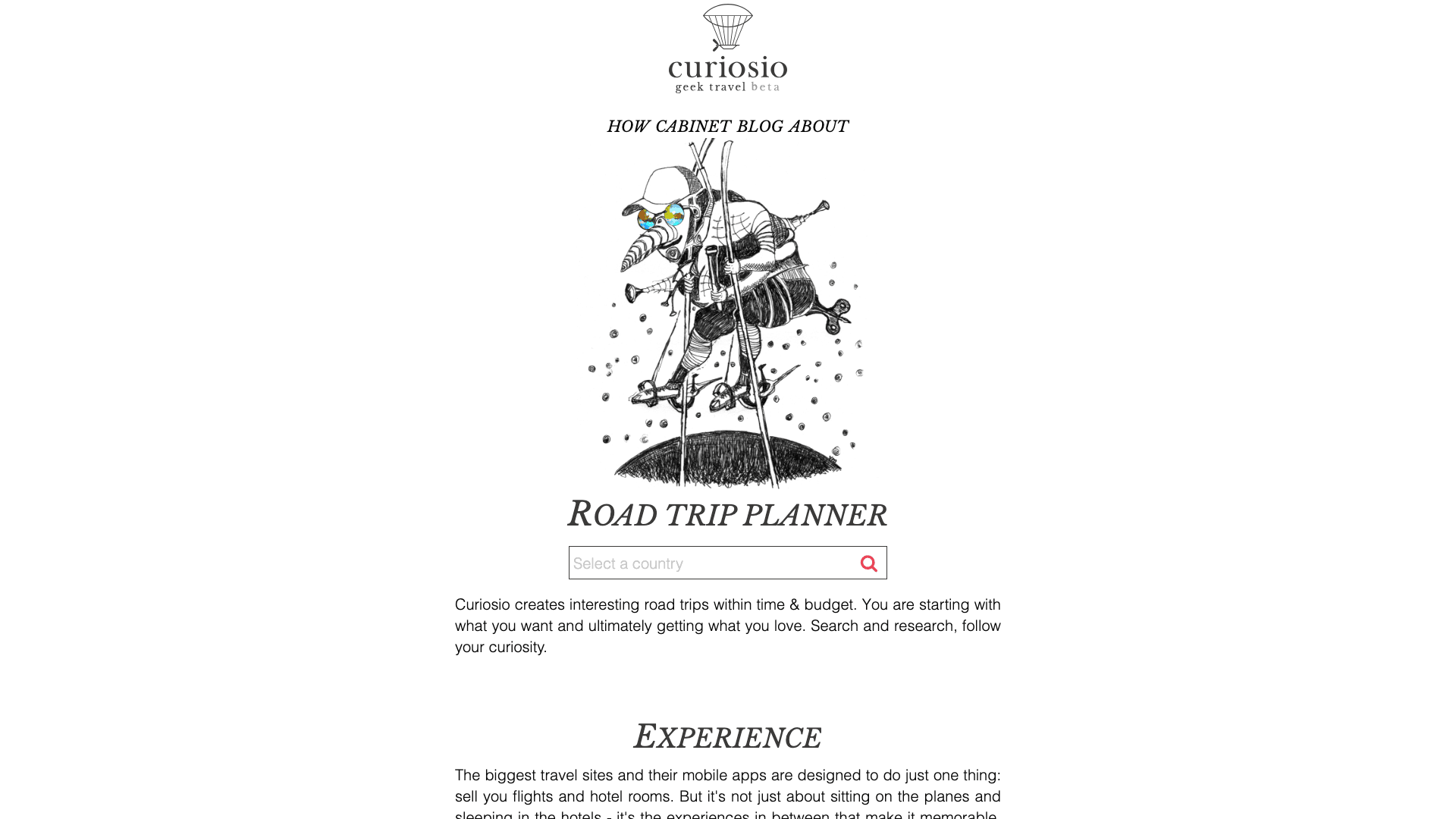 Curiosio website screenshot
