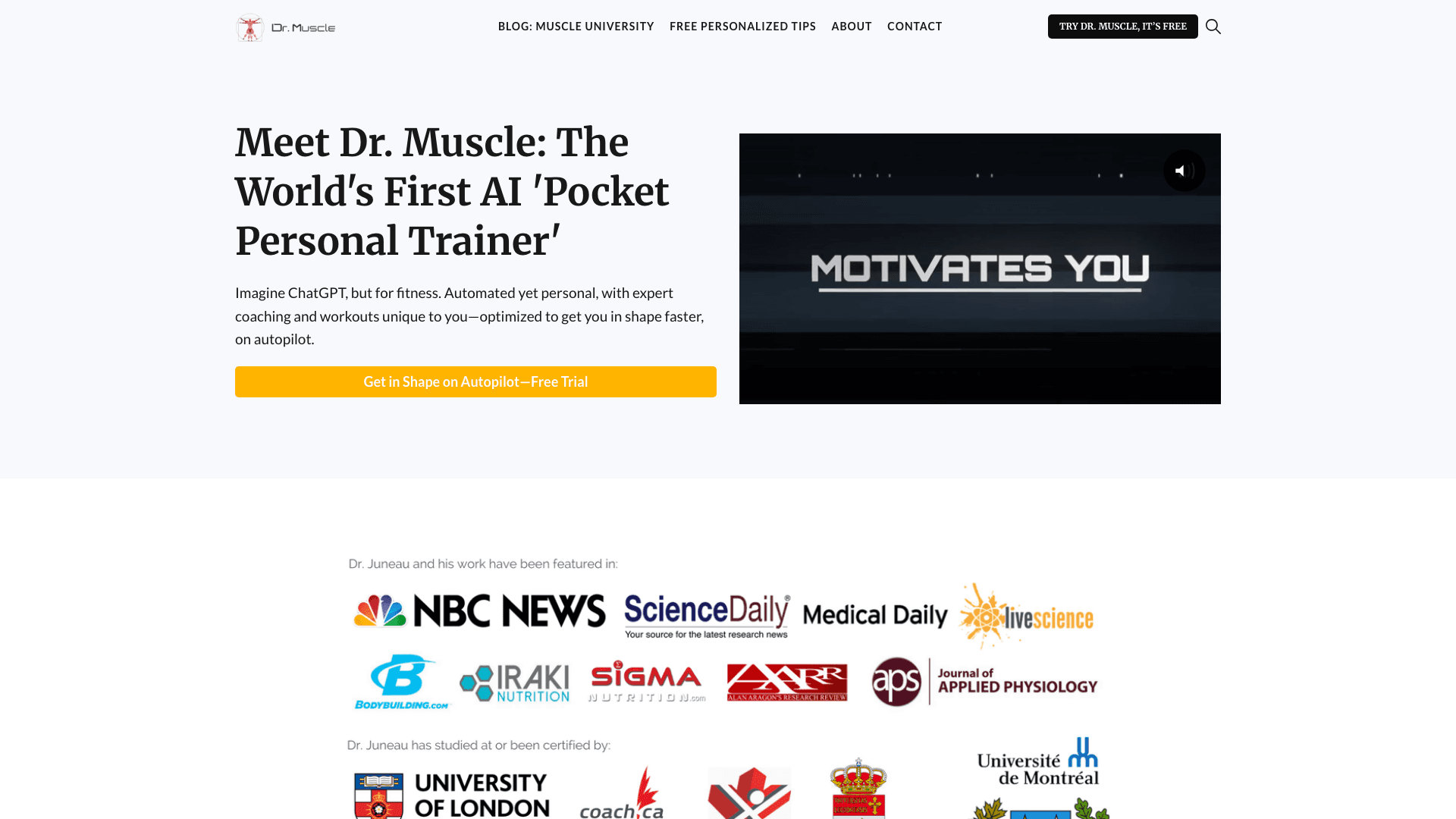 Dr. Muscle website screenshot