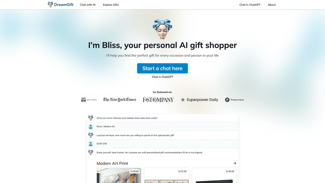 DreamGift website screenshot
