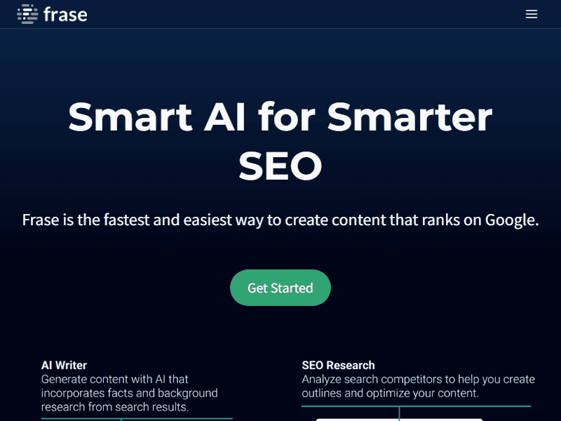 Frase website screenshot