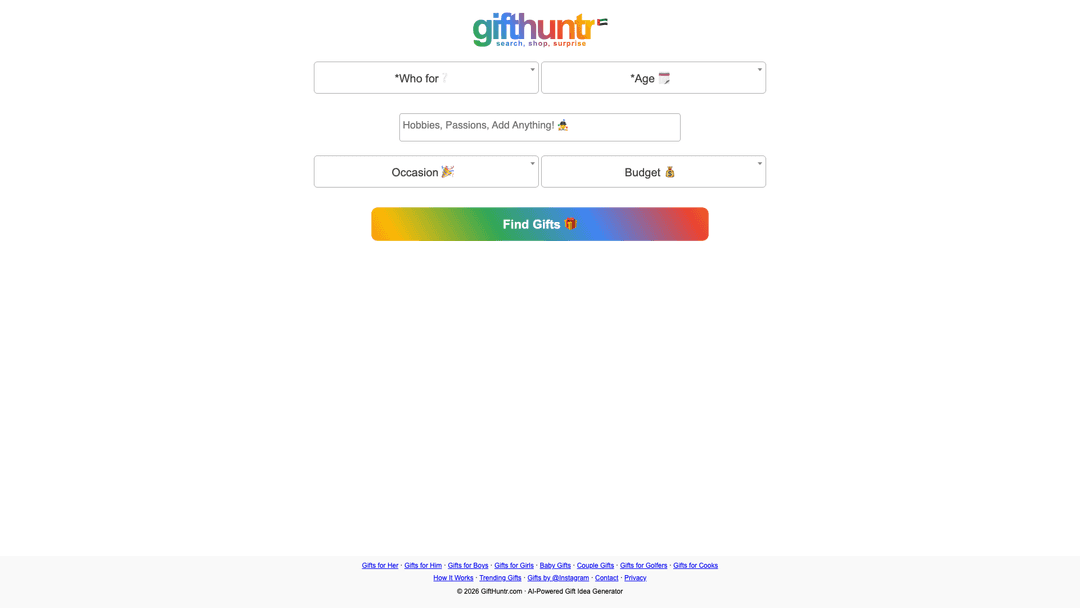 GiftHuntr website screenshot