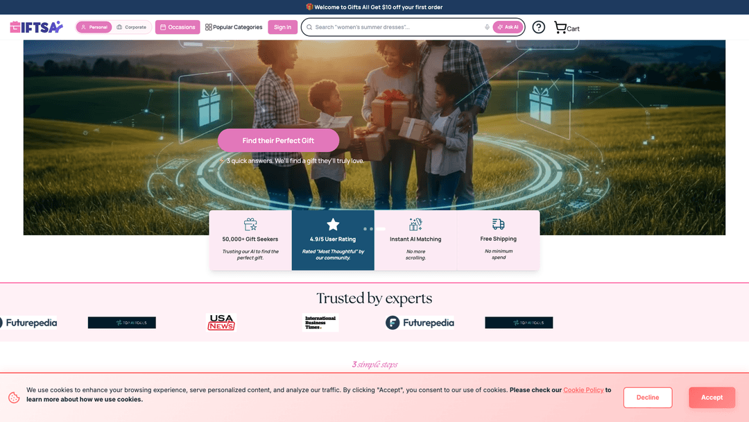 GIFTS AI website screenshot