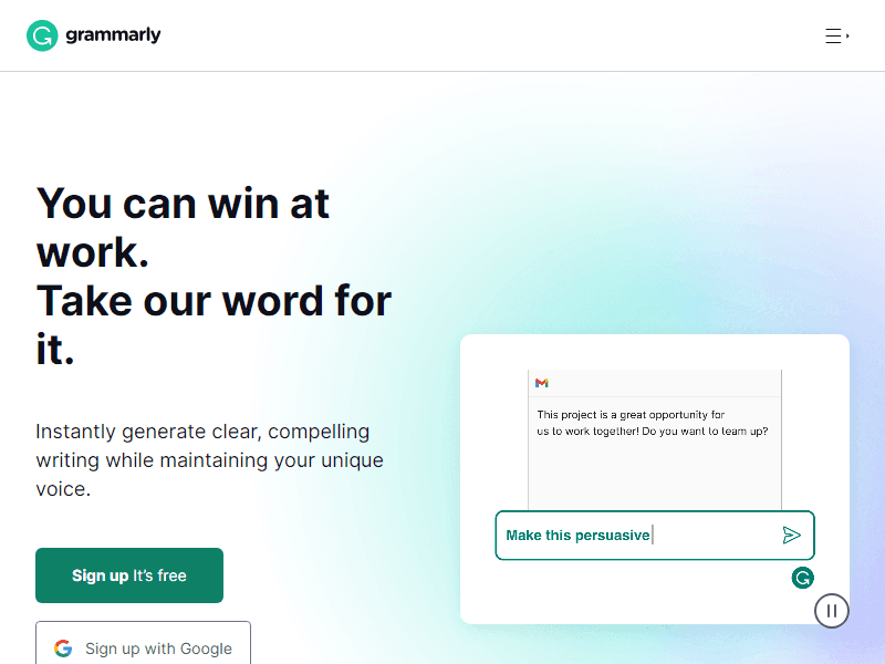 Grammarly website screenshot