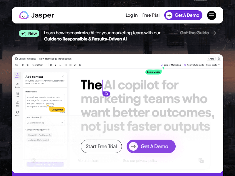 Jasper website screenshot