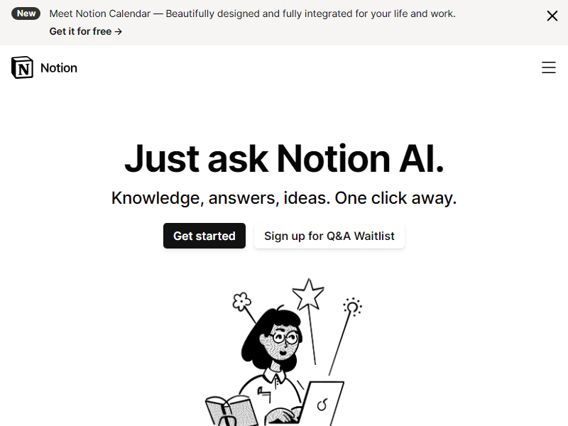 Notion AI website screenshot