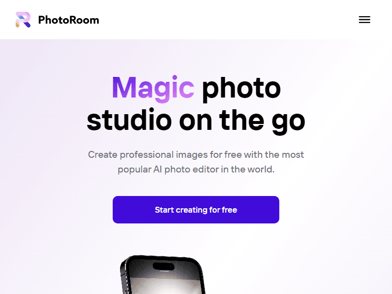 Photoroom website screenshot