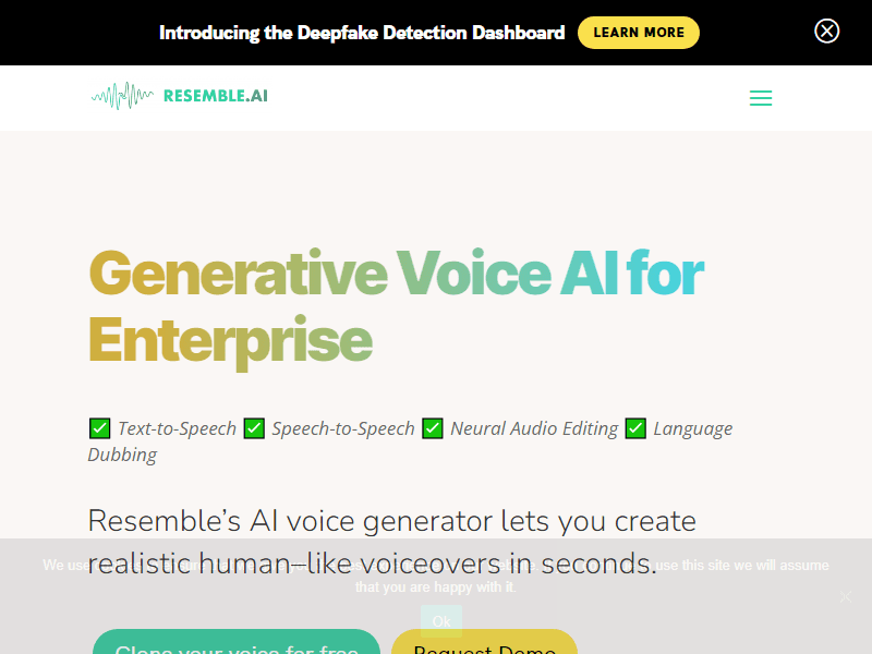 Resemble AI website screenshot