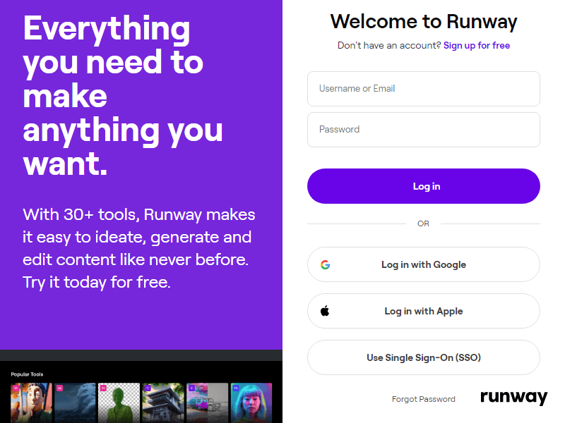 Runway website screenshot