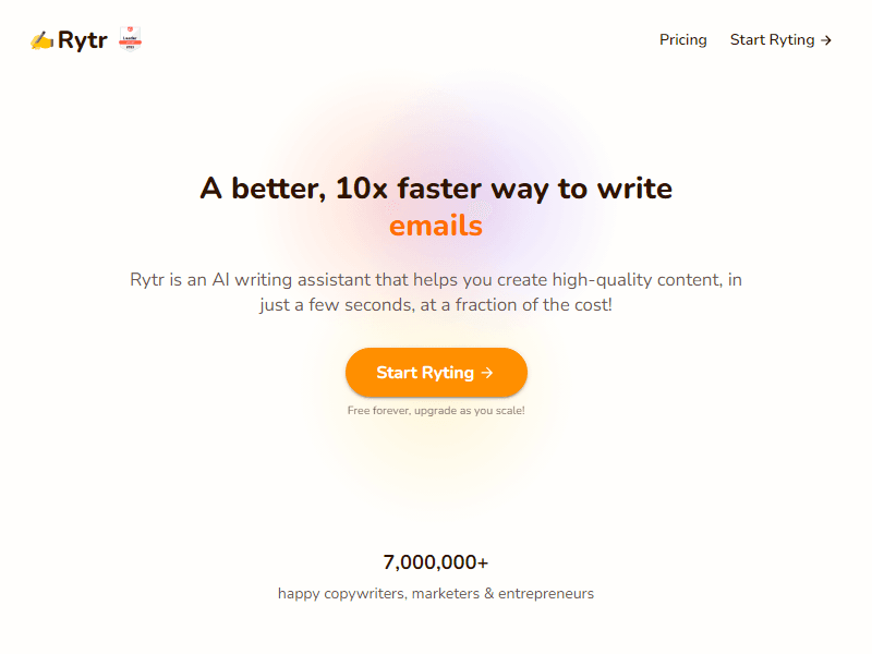 Rytr website screenshot