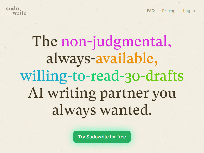 Sudowrite website screenshot