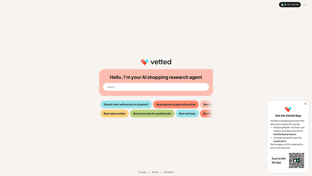 Vetted website screenshot