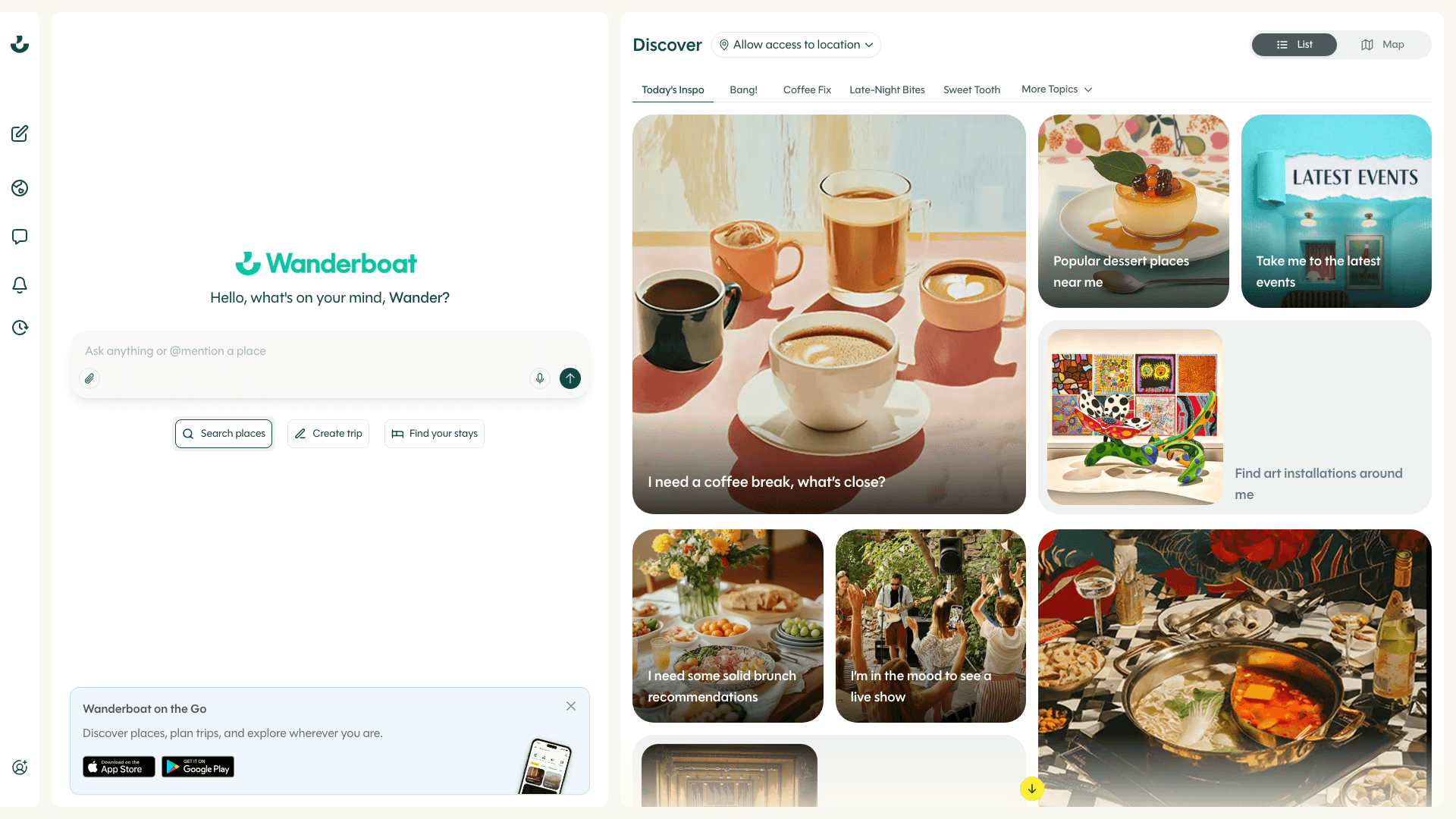 Wanderboat website screenshot