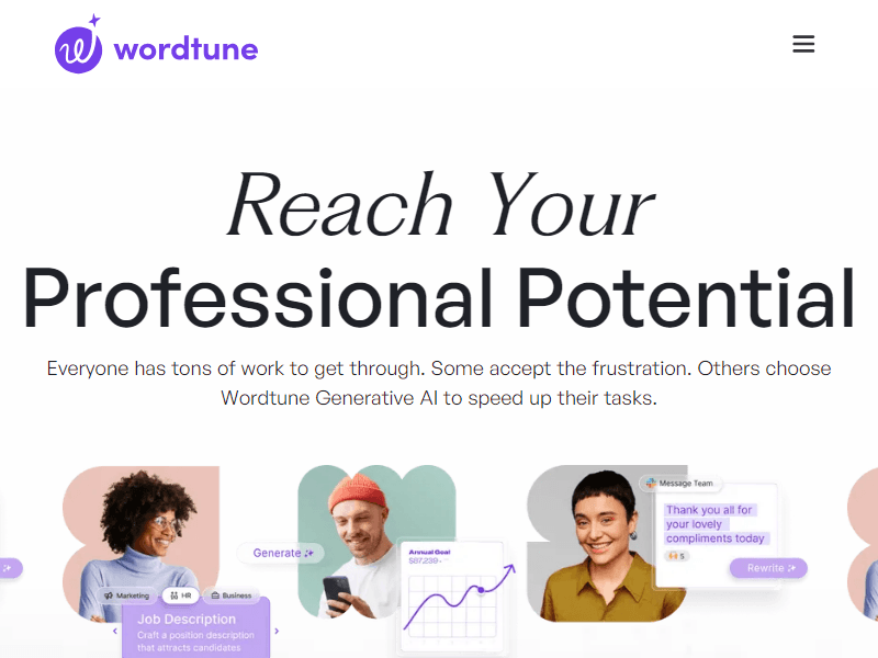 Wordtune website screenshot