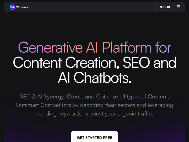 Writesonic website screenshot