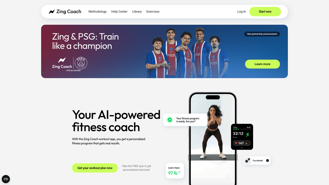 Zing Coach website screenshot