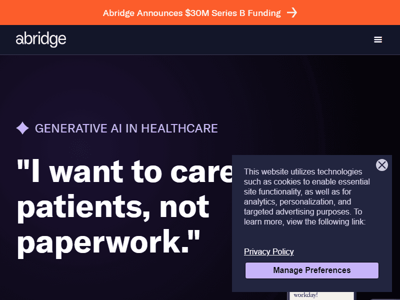 Abridge website screenshot