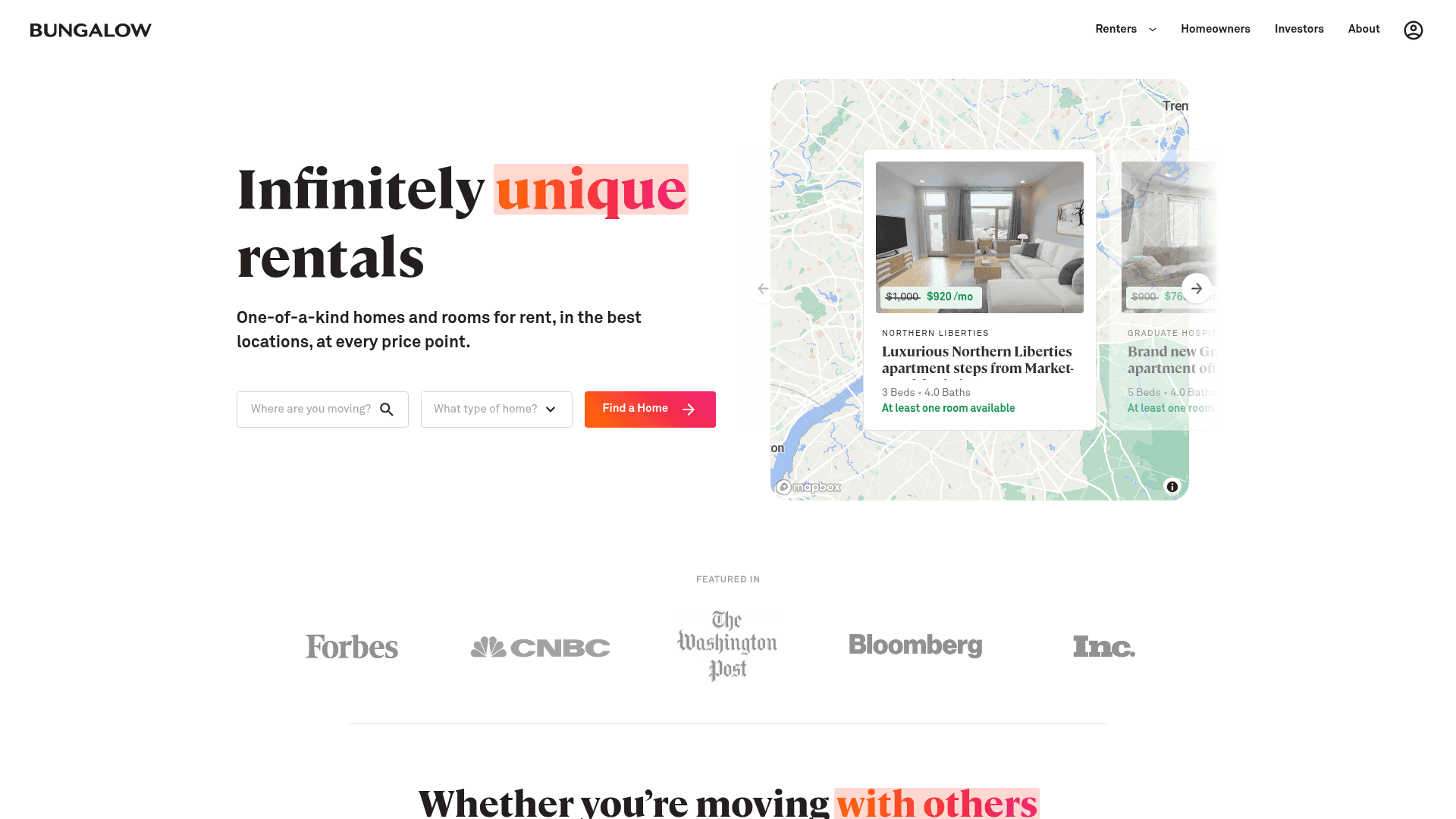 Bungalow website screenshot