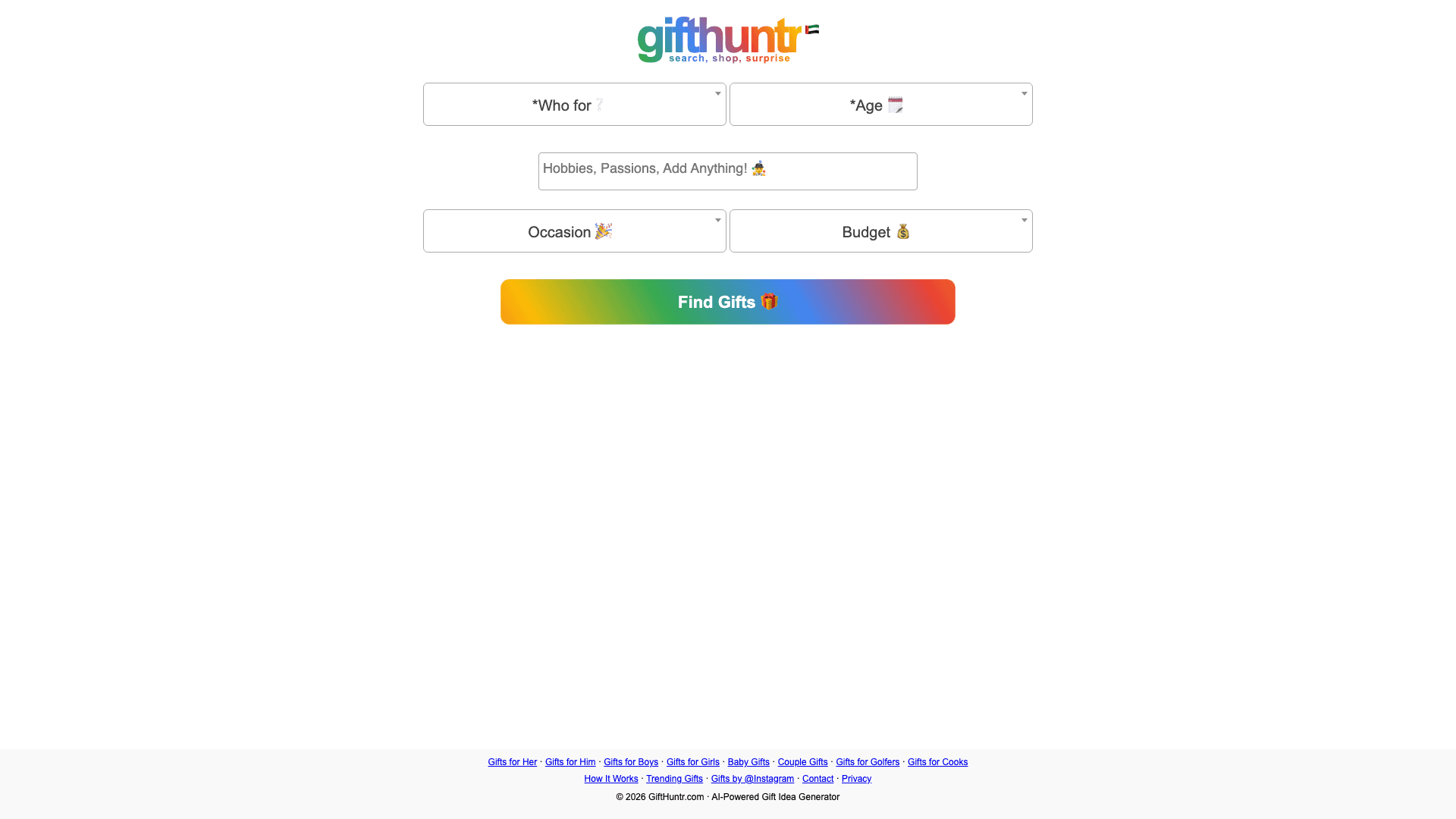 GiftHuntr website screenshot
